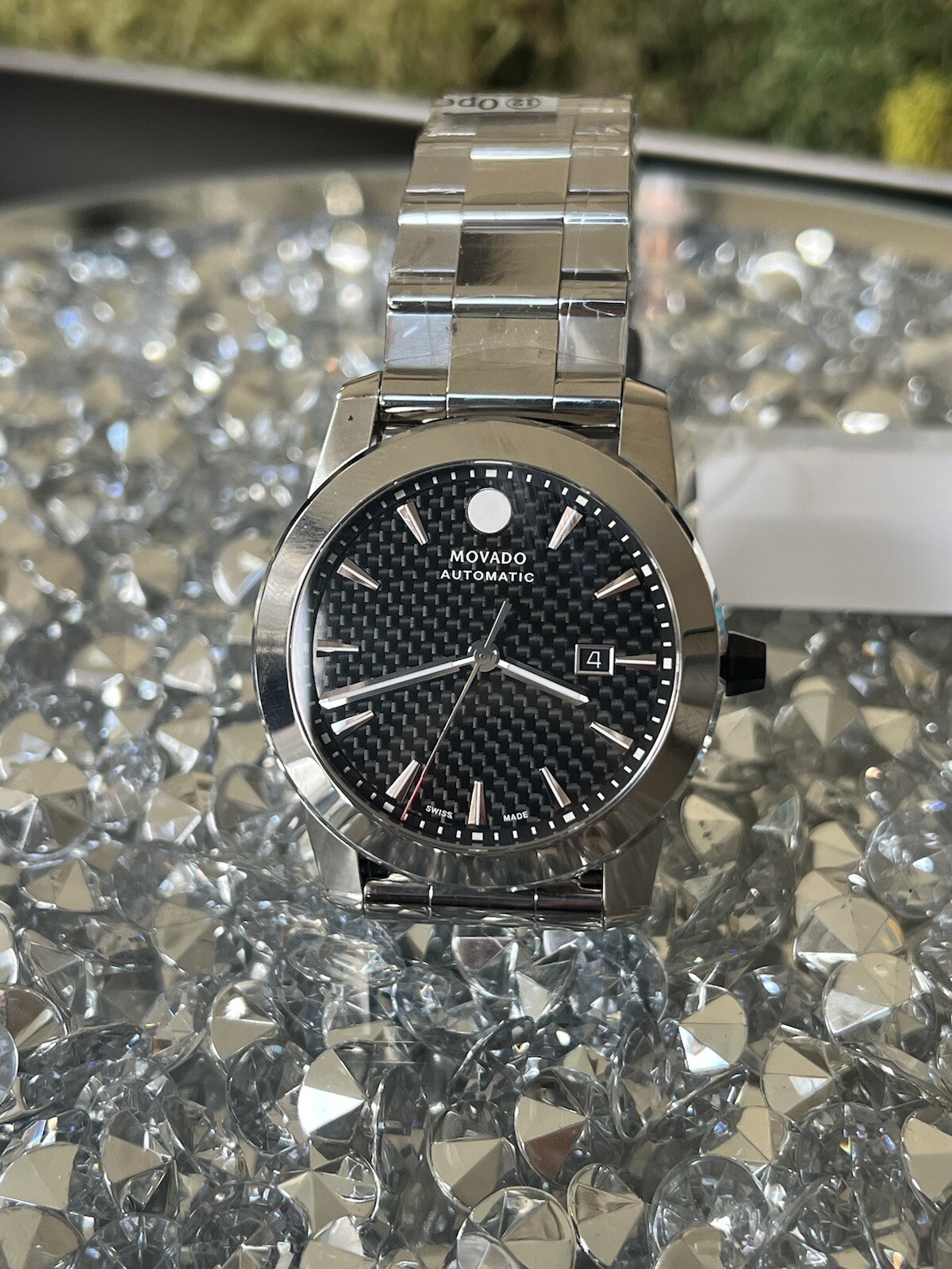 NEW Movado Men’s VIZIO Automatic Carbon Fiber dial Stainless 44mm Watch 0607543