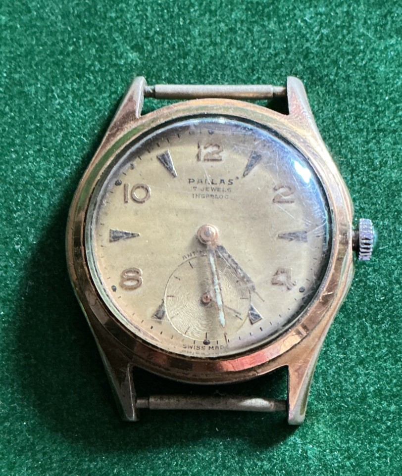 Vintage Men’s Pallas Watch Wind Up Sub Dial 17 Jewels Spares Or Repair