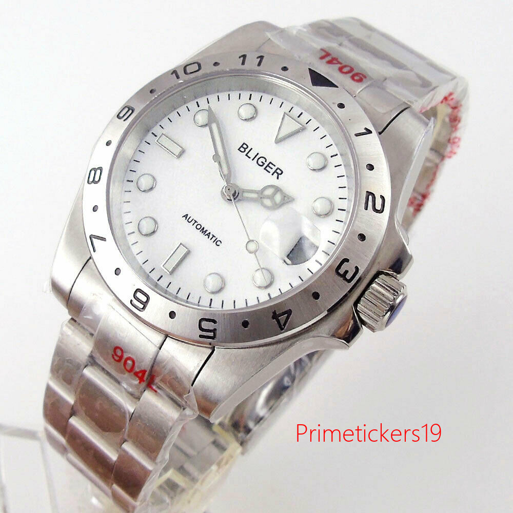 Bliger Blue/Green/Red 39mm PT5000 NH35 Automatic Mens Watch Alloy Bezel Sapphire