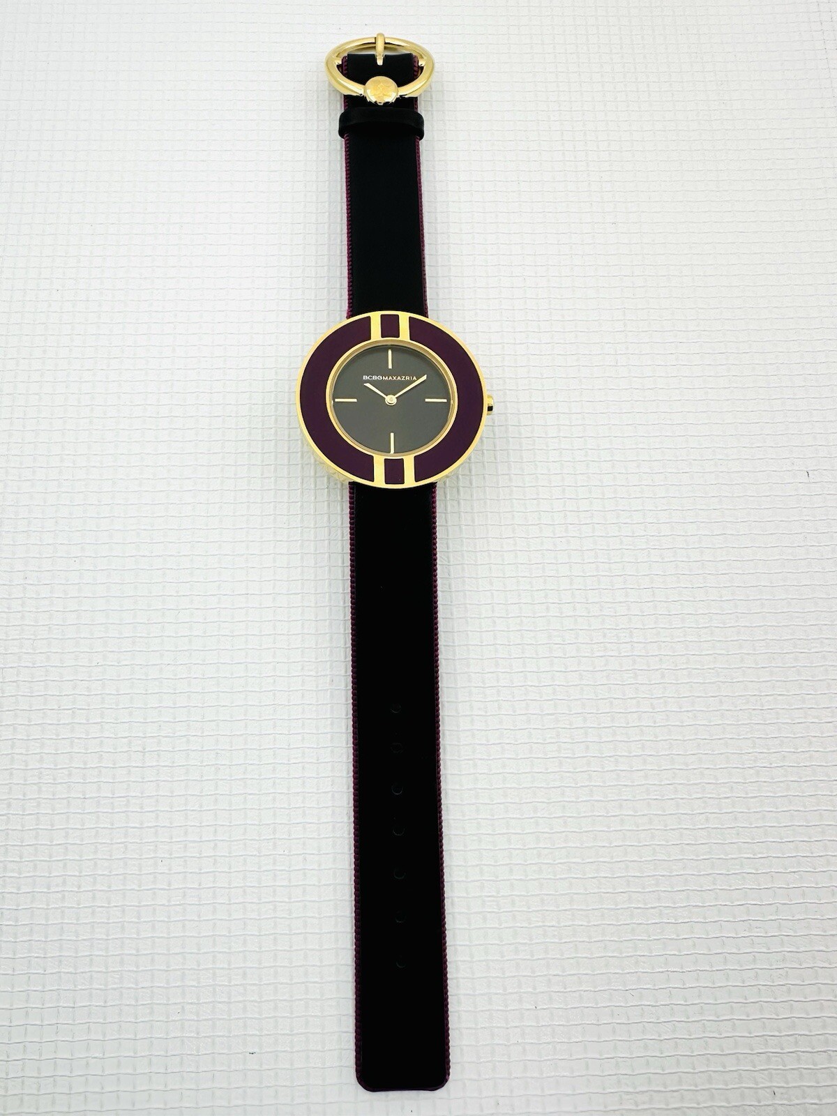 BCBGMAXAZRIA Ladies BG6252 Bicolour Purple + Golden Case & Leather Strap Watch