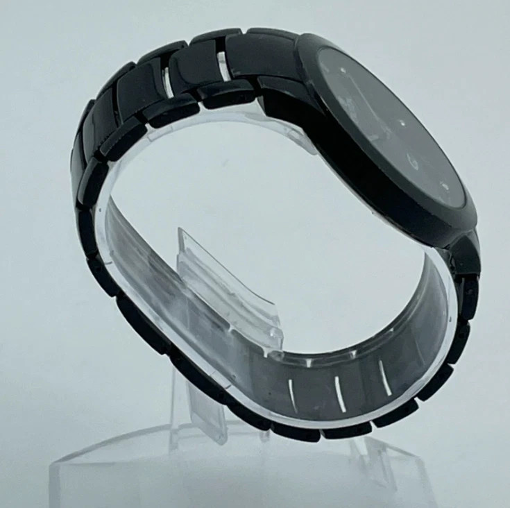 CROTON Mens Stainless Steel Watch Black Dial Diamond Accent New Battery 7in