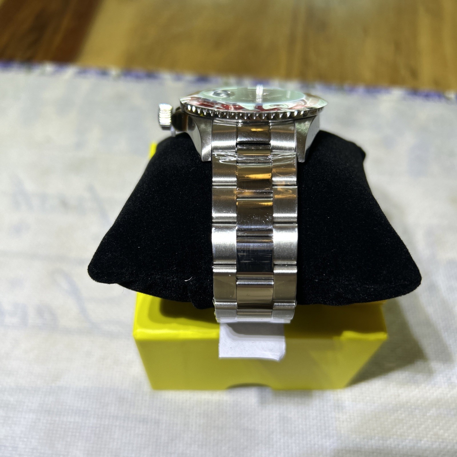 Invicta Men’s Pro Diver Quartz Black Dial Red Bezel Stainless Steel Watch 22020