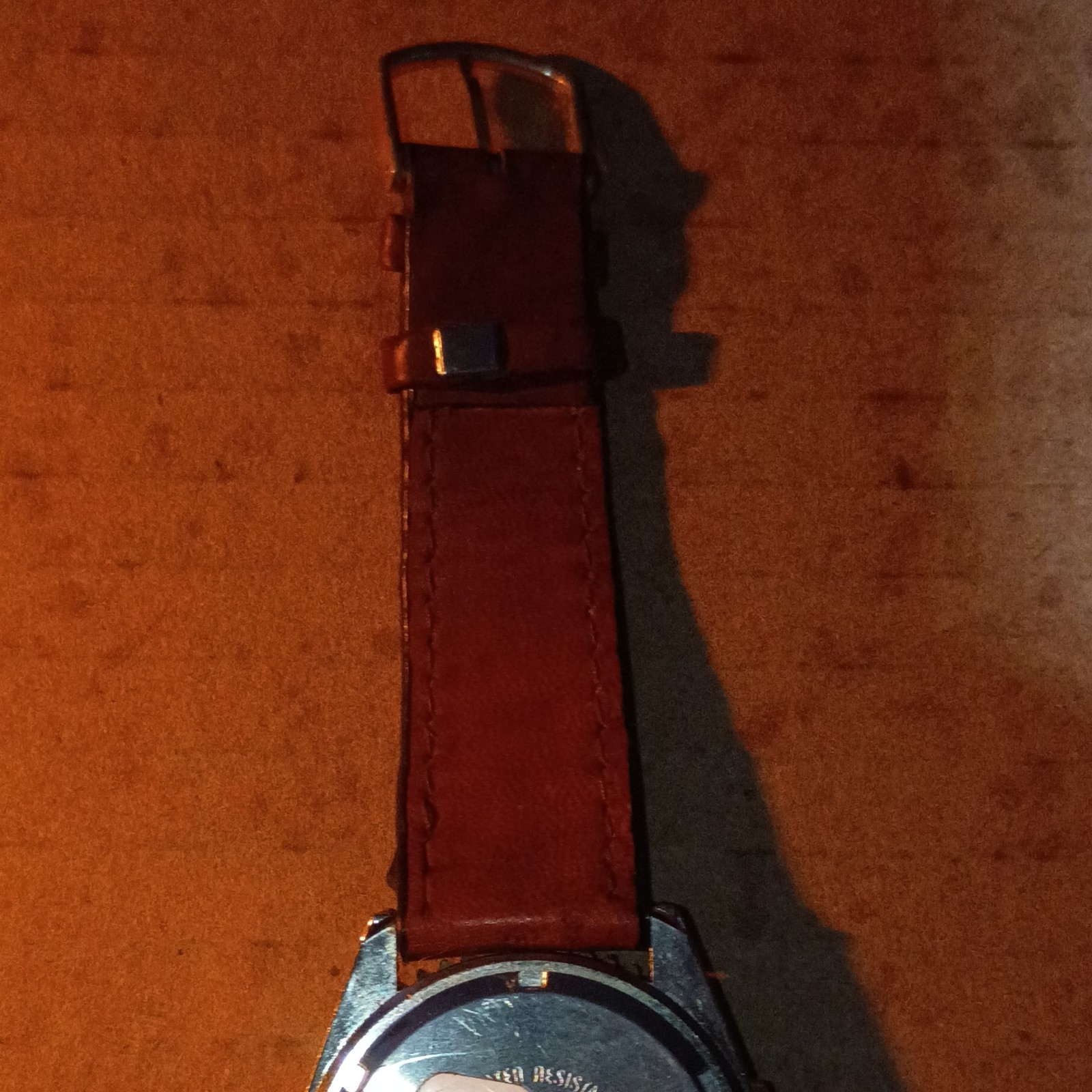 Bergger Quartz Ana-Digi Watch Silver Case Black/Green Dial Brown Leather 30M VTG