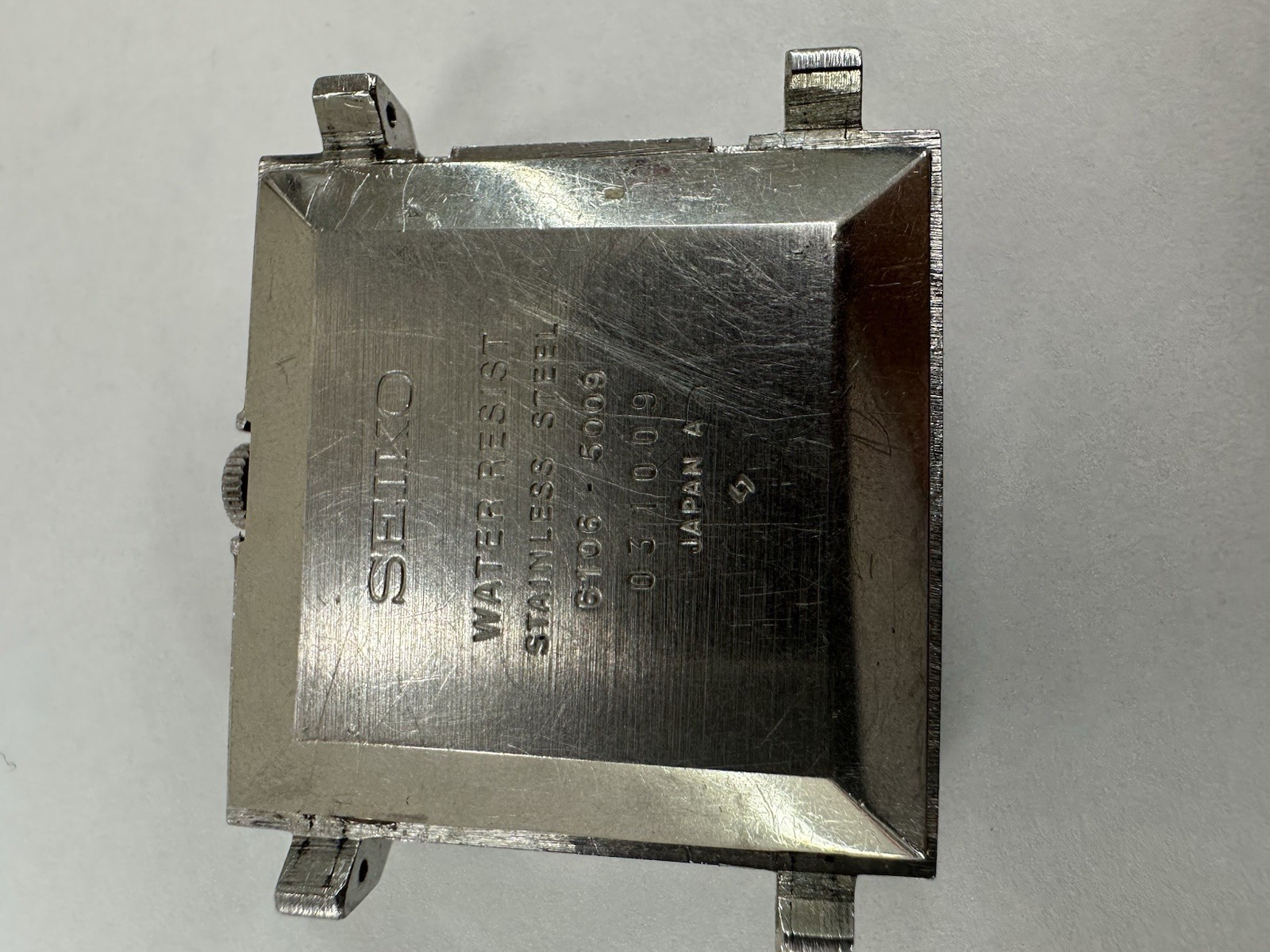 1970s Seiko 17j Rectangular Stainless Steel Automatic Watch 6106-5009 DX RUNS!