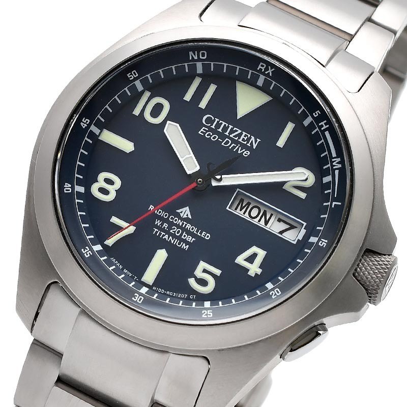 Citizen Promaster Land AT6080-53L Eco-Drive Radio Blue Titanium Men Watch New