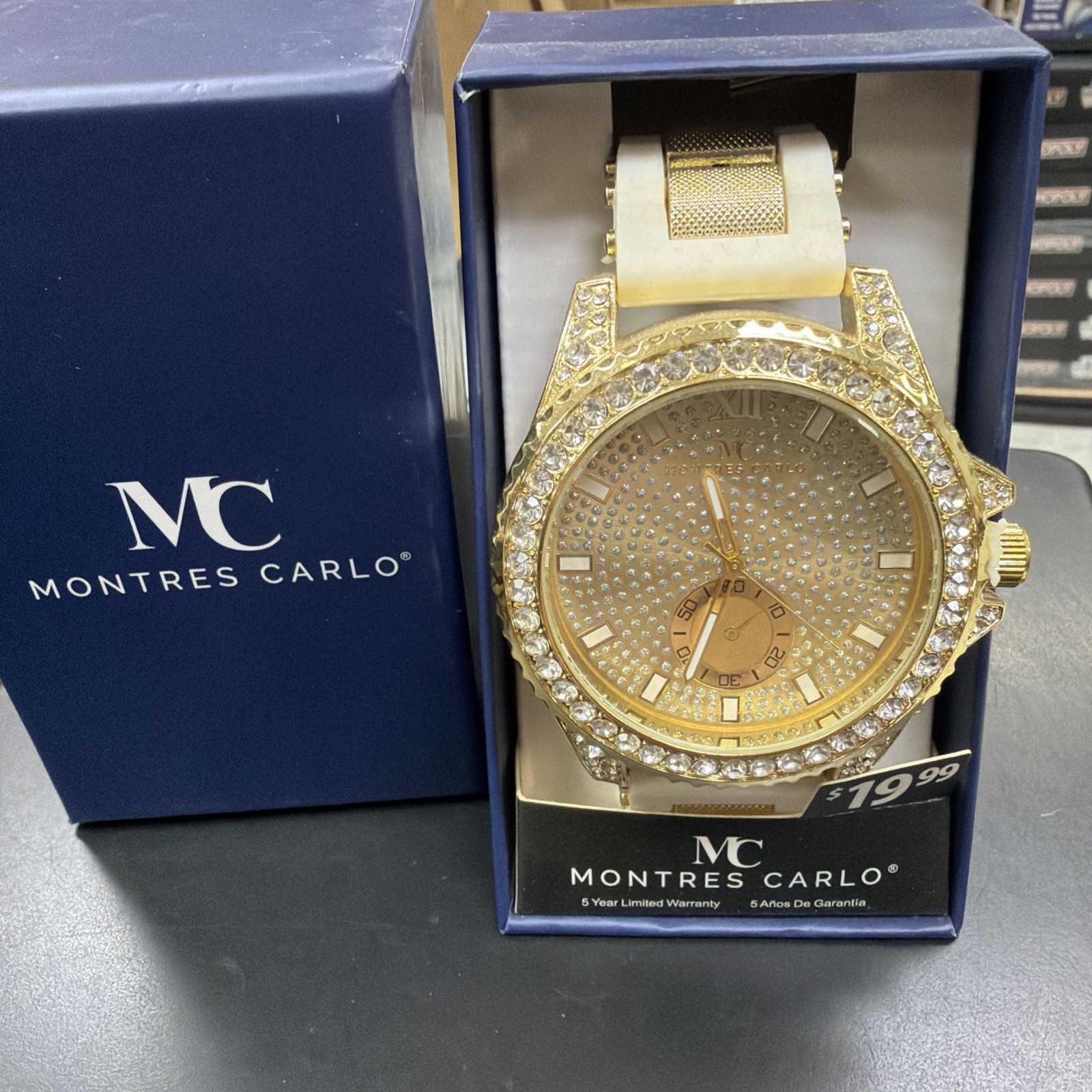 Montres Carlo Men’s Watch White And Gold Sku51883