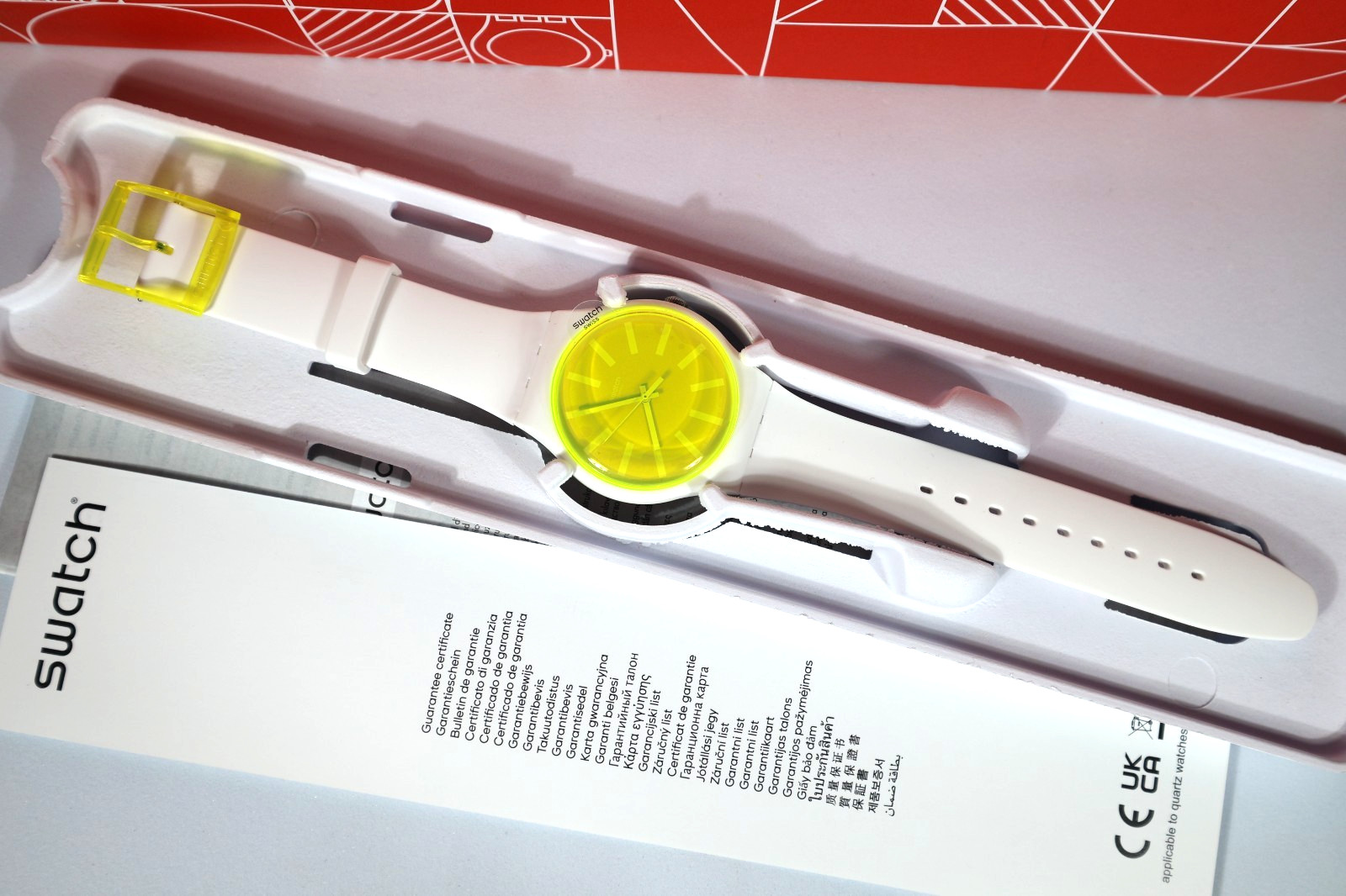 New Limited Swiss Swatch LEMONEON Neon Yellow Dial Unisex Watch SUOW165 41MM Rar
