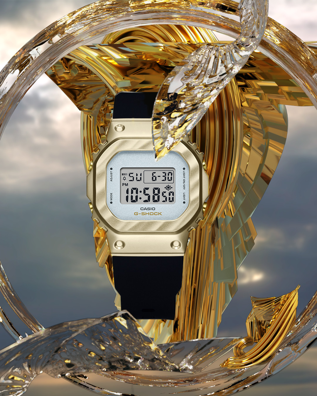CASIO G-SHOCK GM-S5600BC-1JF Metal Bezel Watch Light Yellow Gold Black 38.4mm