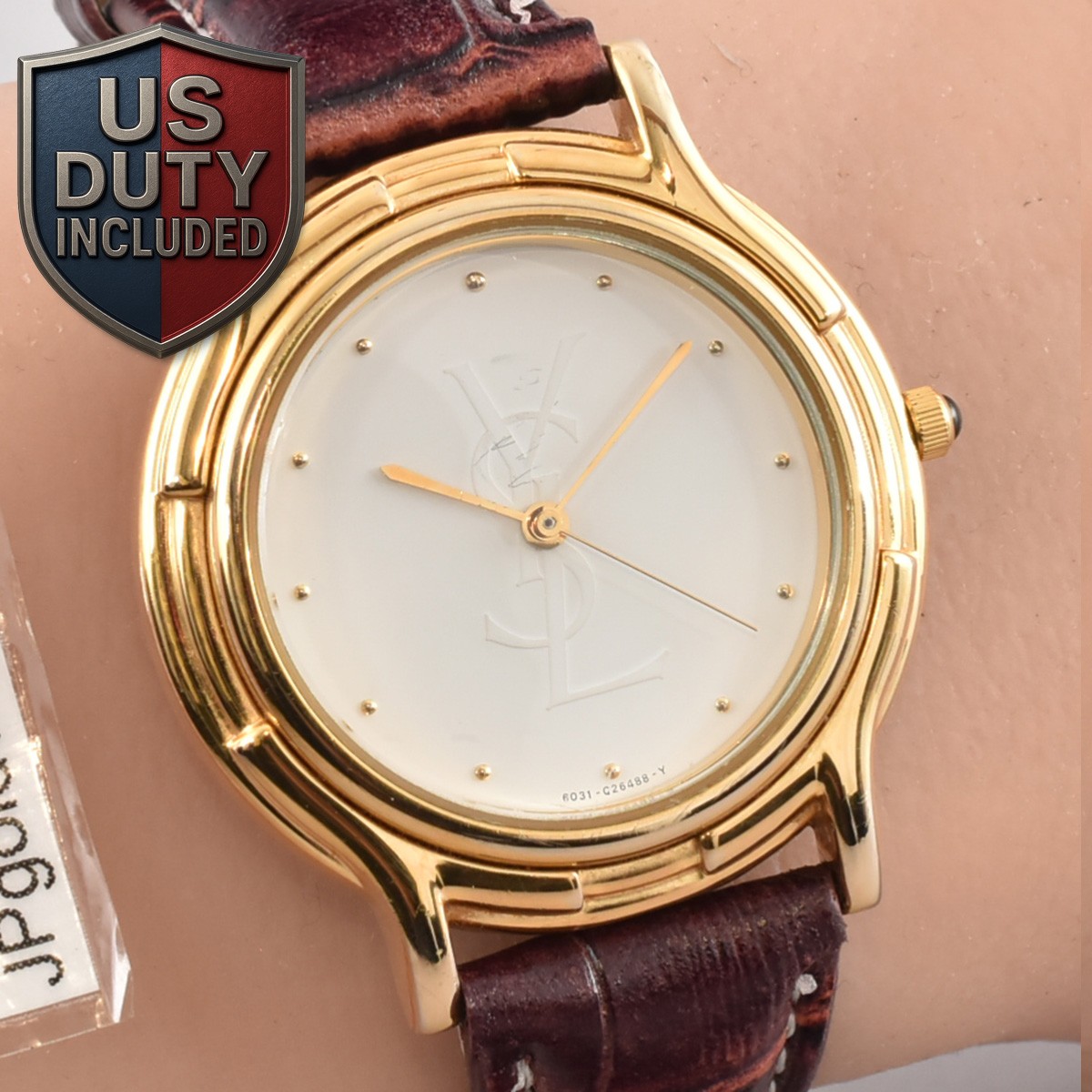 [Near MINT] Yves Saint Laurent 6031-G06862 33mm White Dial Quartz Men’s Watch