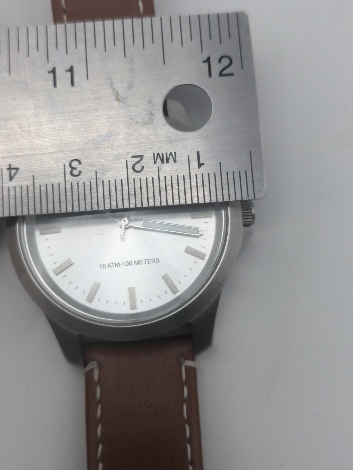Vestal Men’s Heirloom Silver Tone Brown Leather Band Quartz Watch New Battery