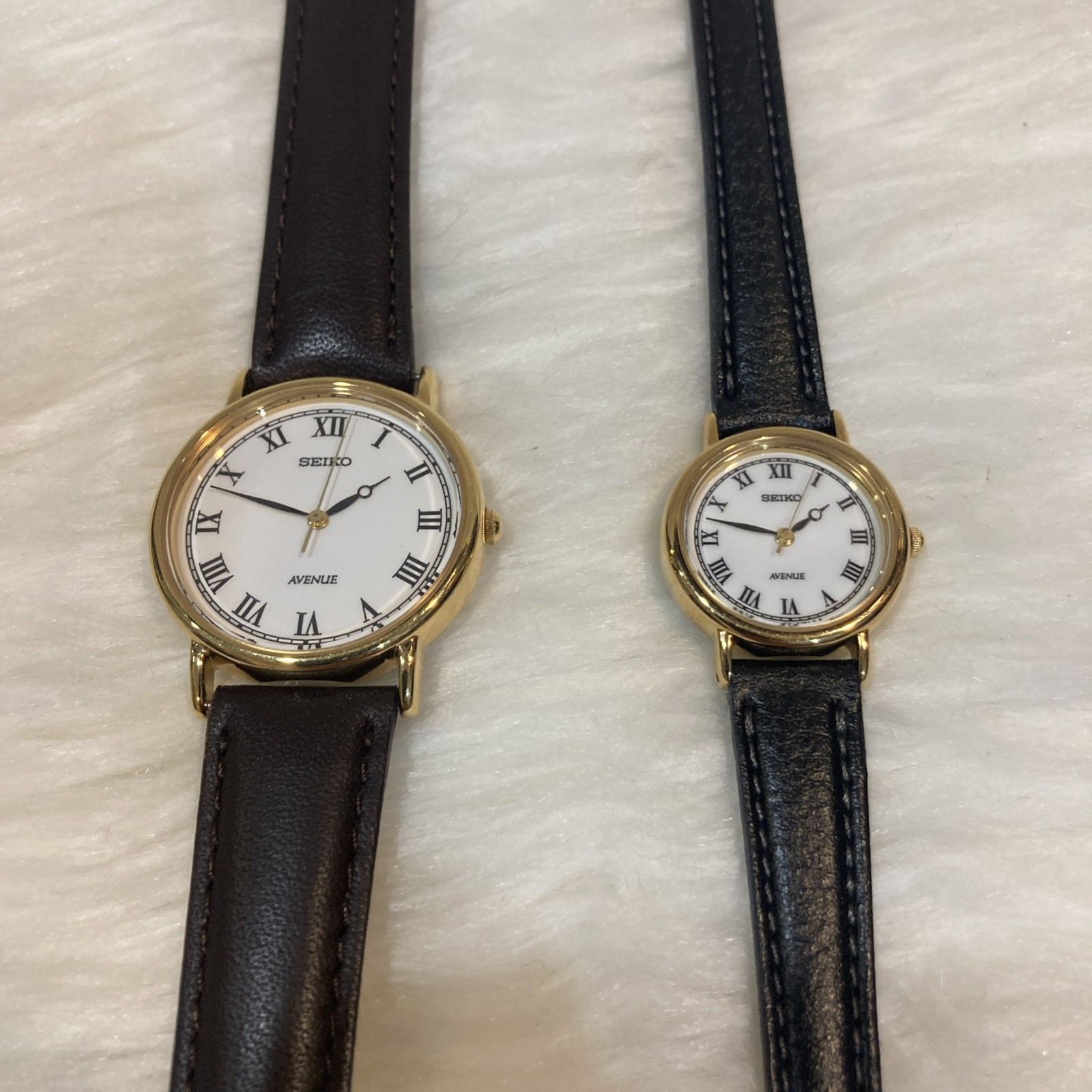Seiko Avenue Pair Watch Set 7N01-6D30 & 1F21-0C40 New Batteries Japan