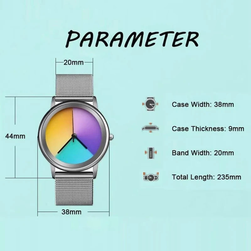 New Unique Women Watch Fashion Casual Colorful Changing Dial Quartz Wriswatch Si