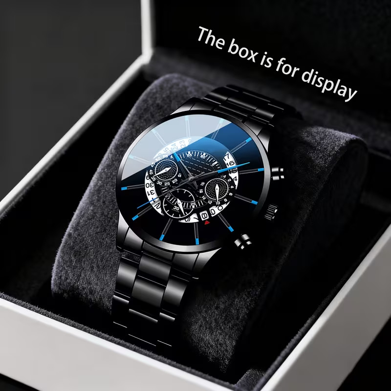 12PCS Men’s Fashion Quartz Watch Set – Business & Casual Style – Zinc Alloy Case