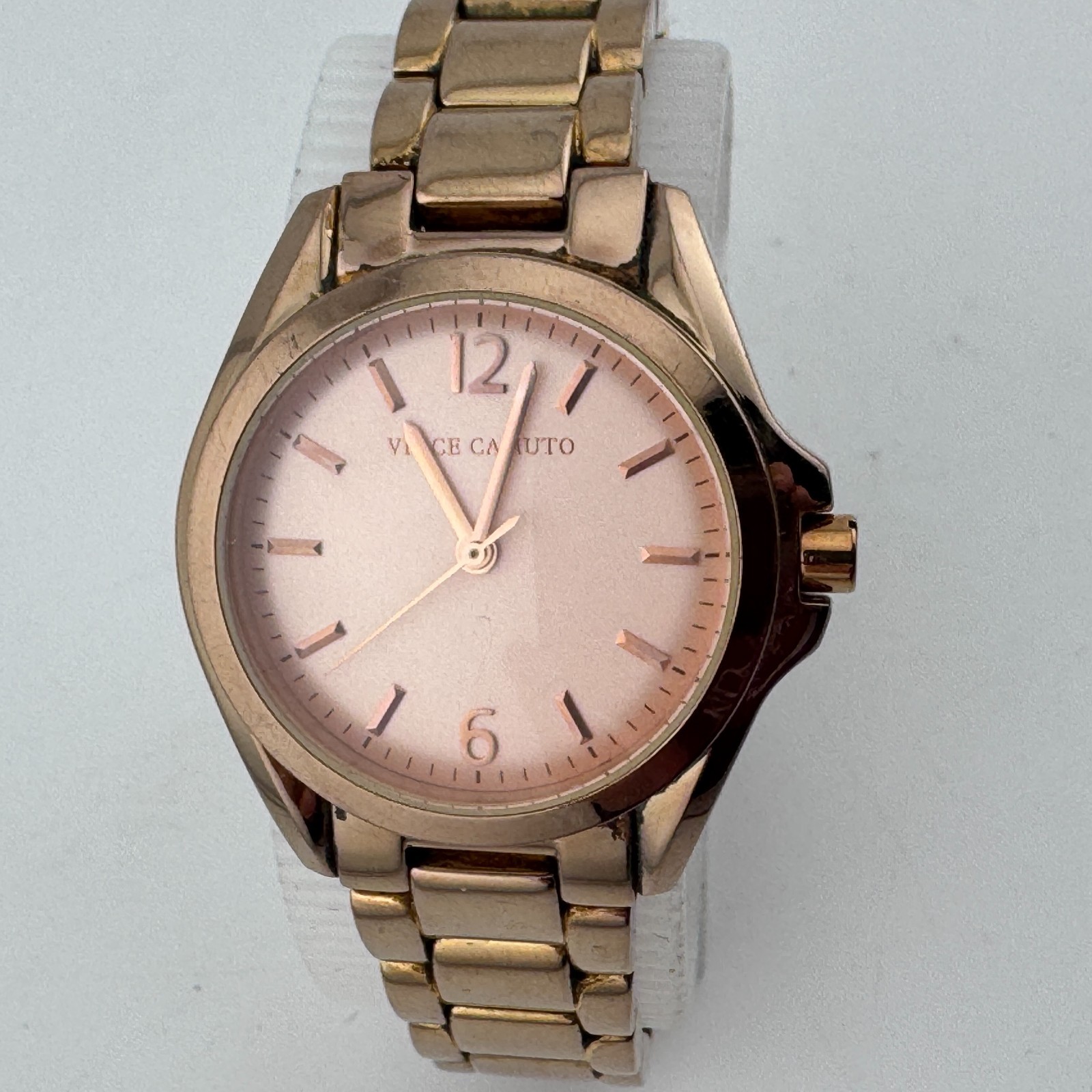 Vince Camuto Quartz Watch VC/5012 Women Rose Gold Steel Analog New Battery 6.25″