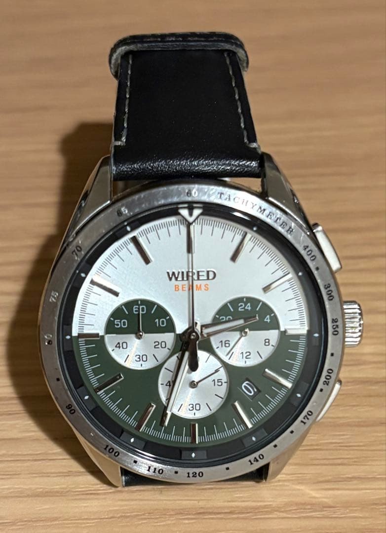 Seiko WIRED x bPr BEAMS Chronograph Watch Silver Green Dial Used