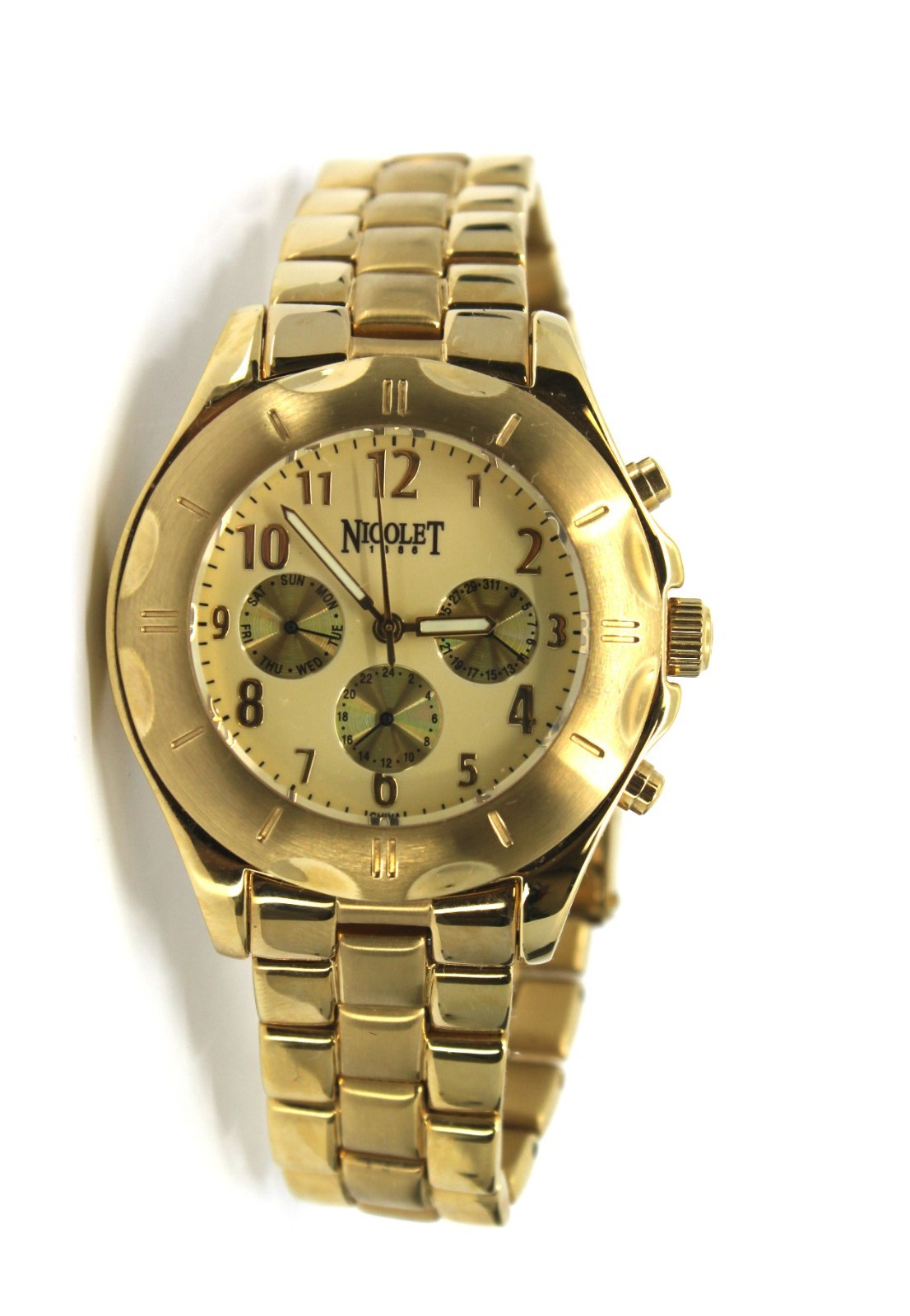 Nicolet Wrist Watch Stainless Steel Gold Tone Automatic 1886 NT322025 Men’s