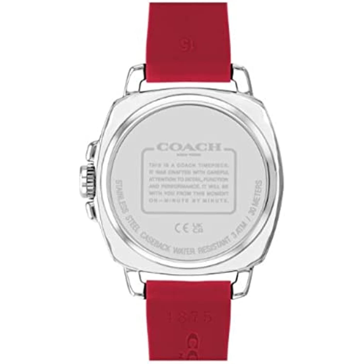 COACH 14503878 BOYFRIEND SILVER LOGO DIAL RED SILICONE BAND WOMEN’S WATCH