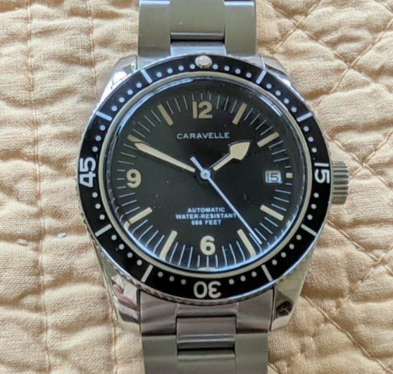 Caravelle by Bulova Men’s Sea Hunter Stainless Black Dial Automatic Watch 43B17