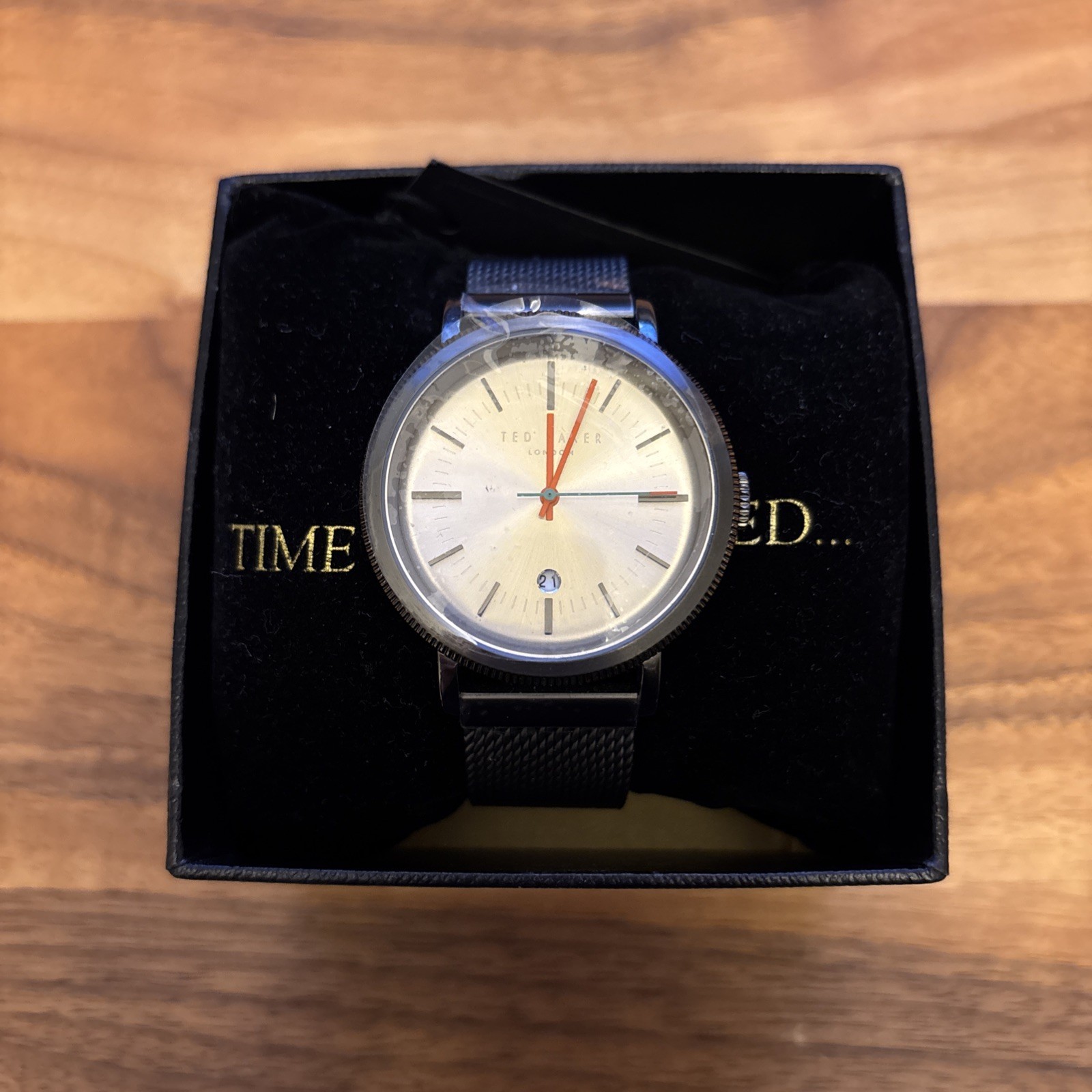 Ted Baker London Men’s Analog Round Steel Watch Orange Hands 10031510 $195 SRP