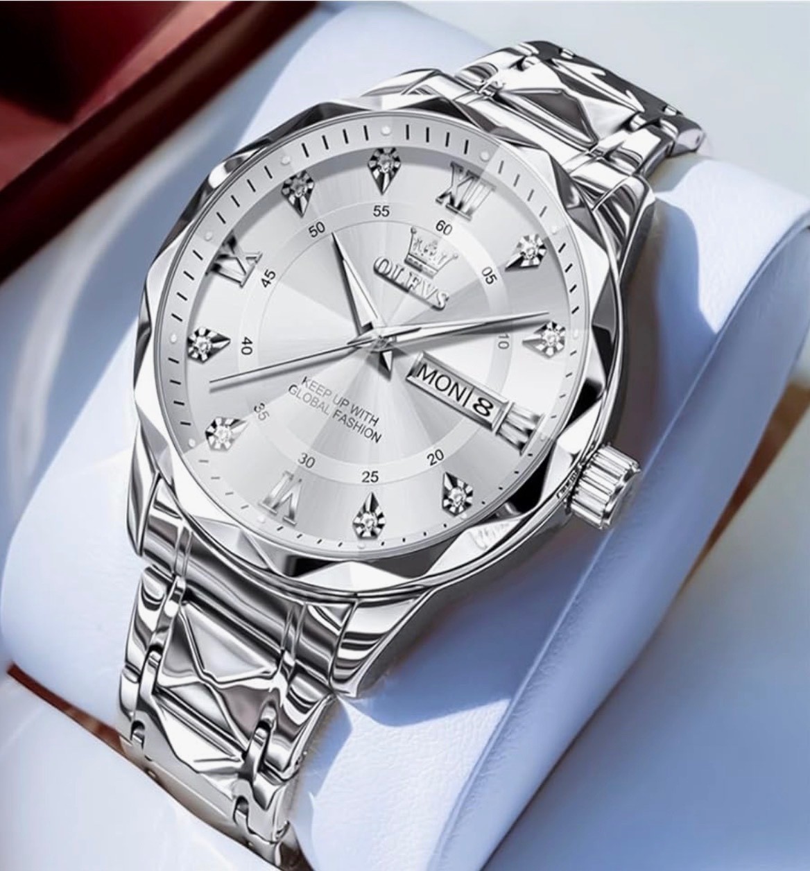 Olevs Steel Quartz Analogue Smart Casual Wrist Watch Gift Stainless Steel