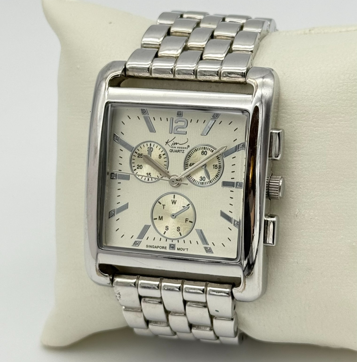 Women’s KIM ROGERS Silver Tone Classic Quartz 35mm Analog Bracelet Watch, 14565