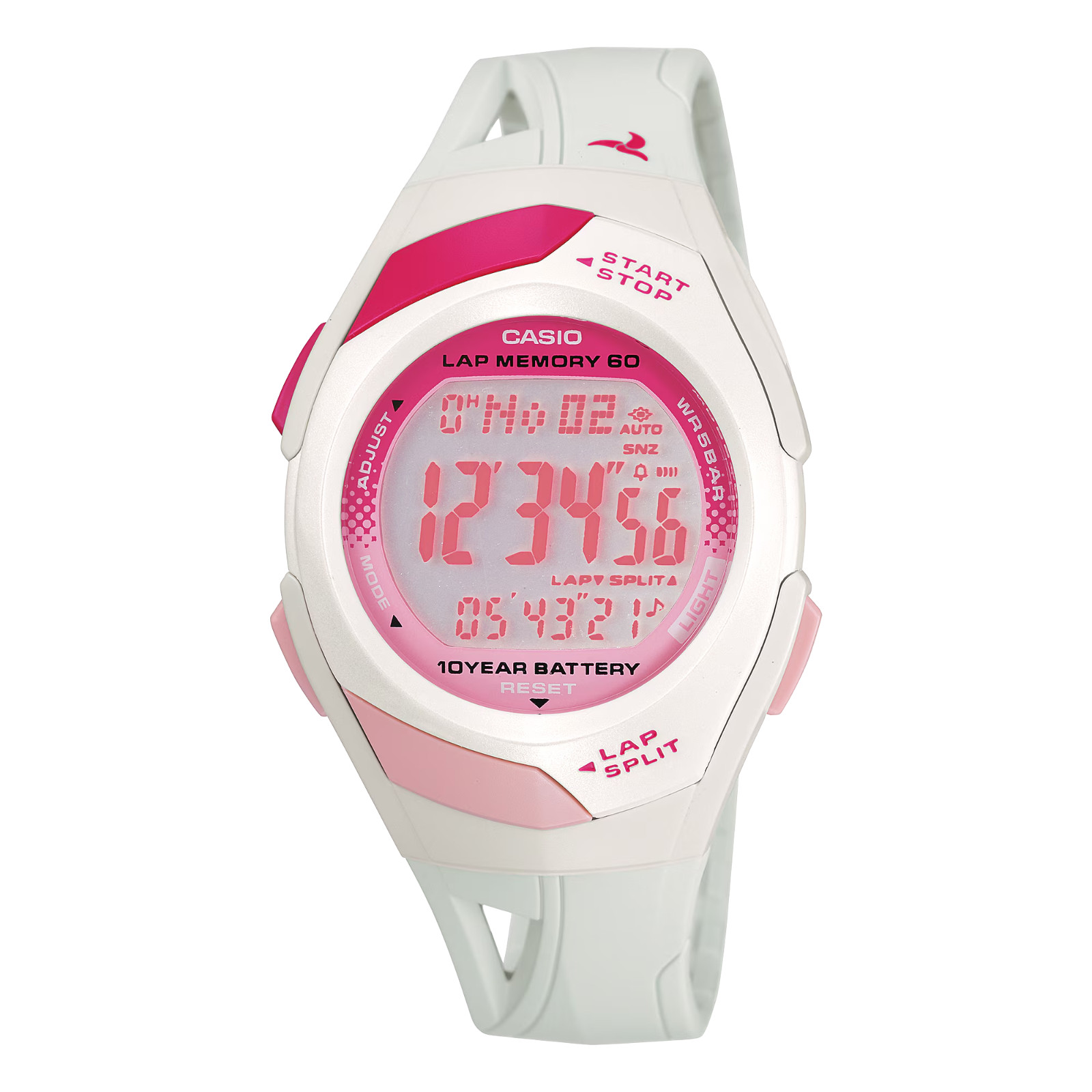 Casio STR-300-7 Women’s Pink Digital Running Watch 60 Lap Memory Timer Alarm