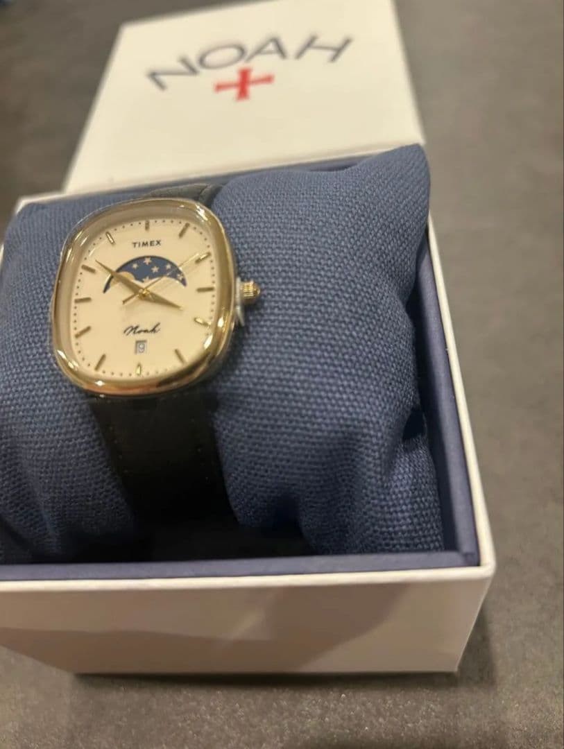 Noah x Timex Oval Moon Phase Watch Black Leather Strap Gold Case w/ Box