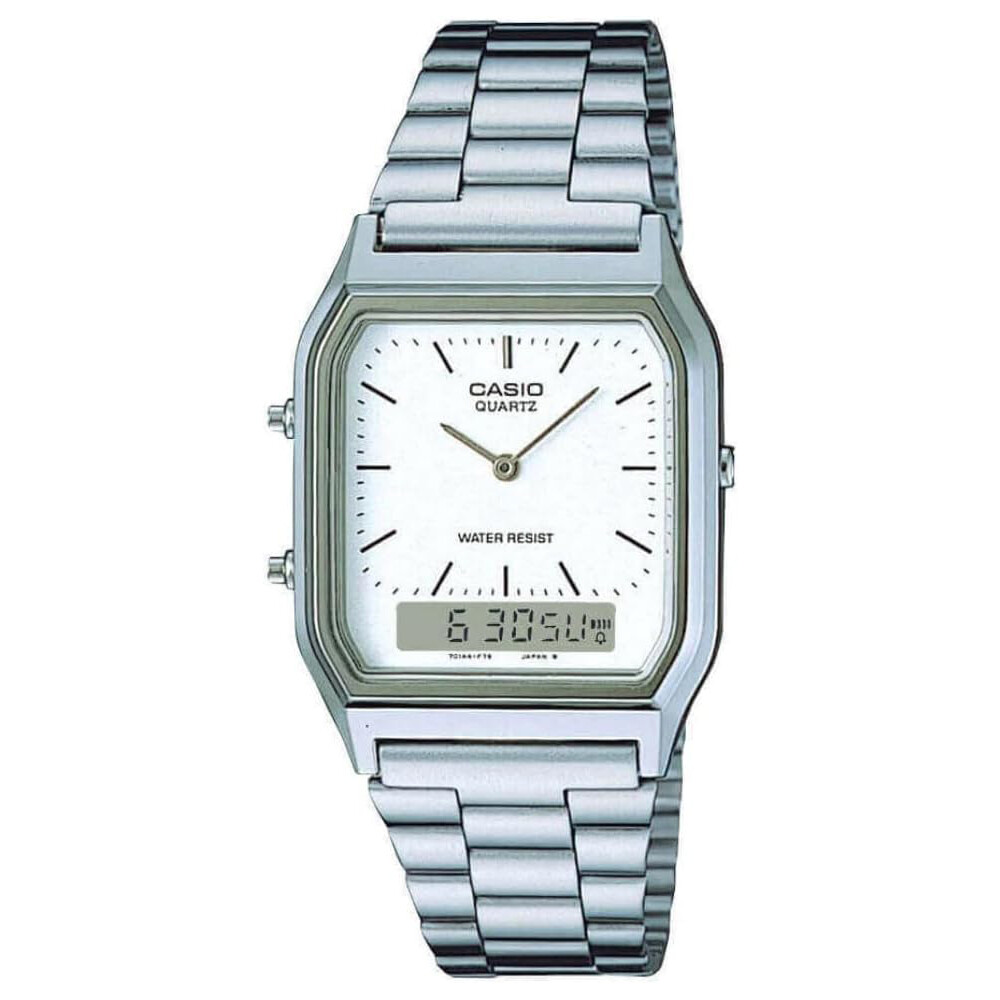 CASIO AQ-230A-7DMQ Men Women Unisex Vintage Classic Steel Alarm Clock Watch