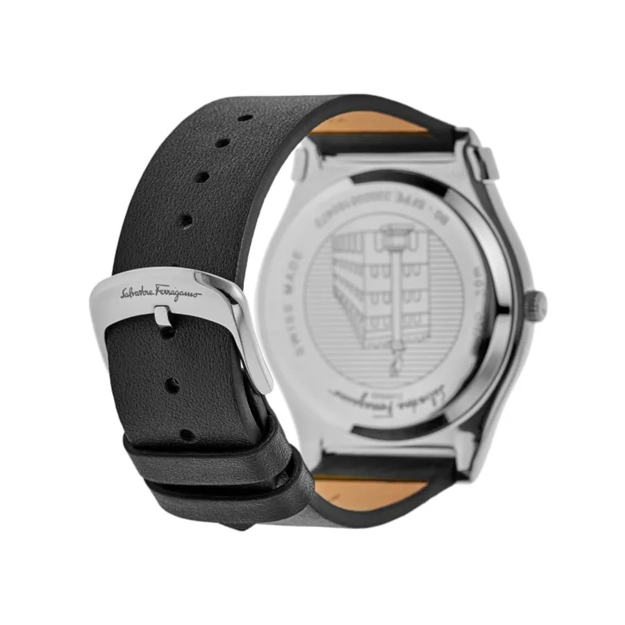 New Salvatore Ferragamo 1898 Slim Black Dial Leather Strap Men’s Watch SFPE00519