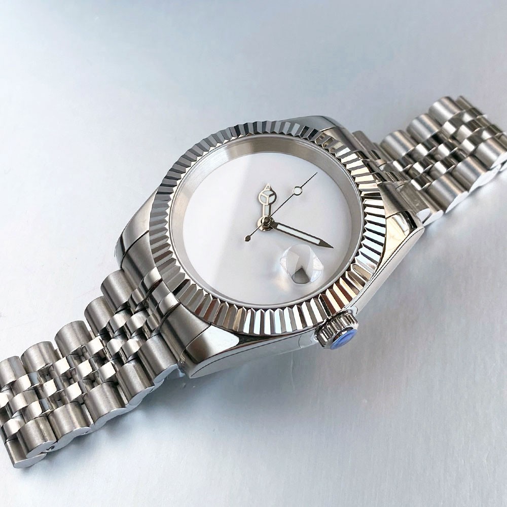 36MM 39MM Tandorio Blank White Dial Sapphire Glass NH35A Automatic Mens Watch