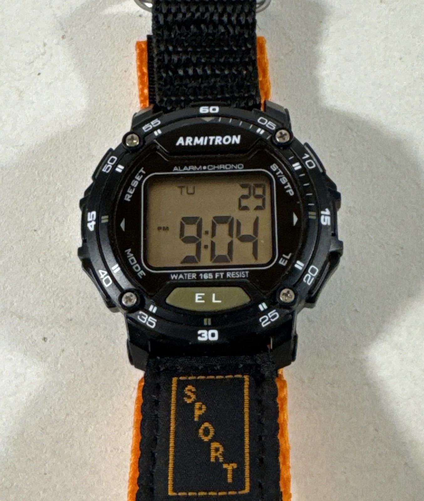Armitron 40/8318BORTC, Chronograph, Alarm, Date, 50 Meter WR, Black Nylon Strap