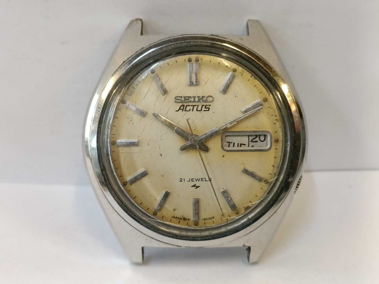 WITHOUT CASE BACK COVER NOT WORKING FOR PARTS SEIKO ACTUS AUTOMATIC JAPAN 7019