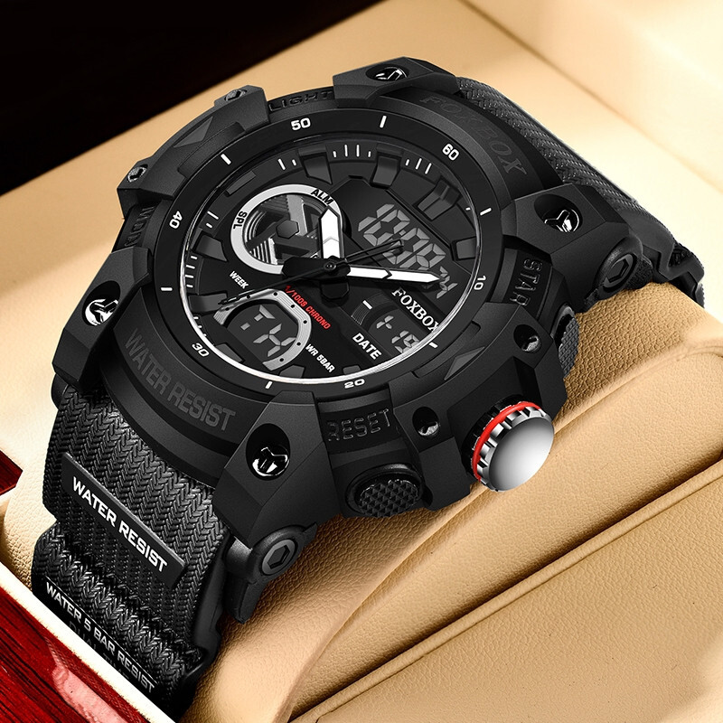 LIGE Men Watch LDE Digital Analog Luminous Date Week Waterproof Diver Wristwatch