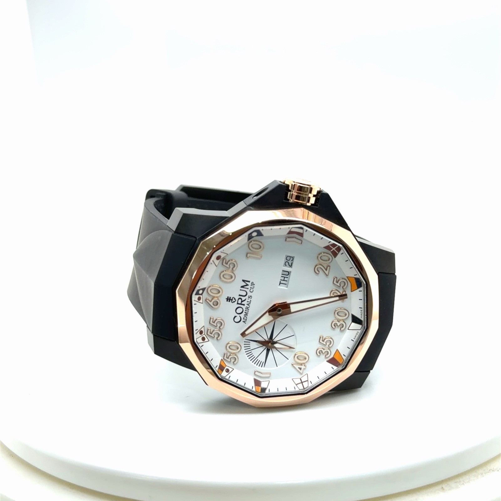Corum Admiral’s Cup 48mm 18k Rose Gold, Titanium White Dial A690/04315
