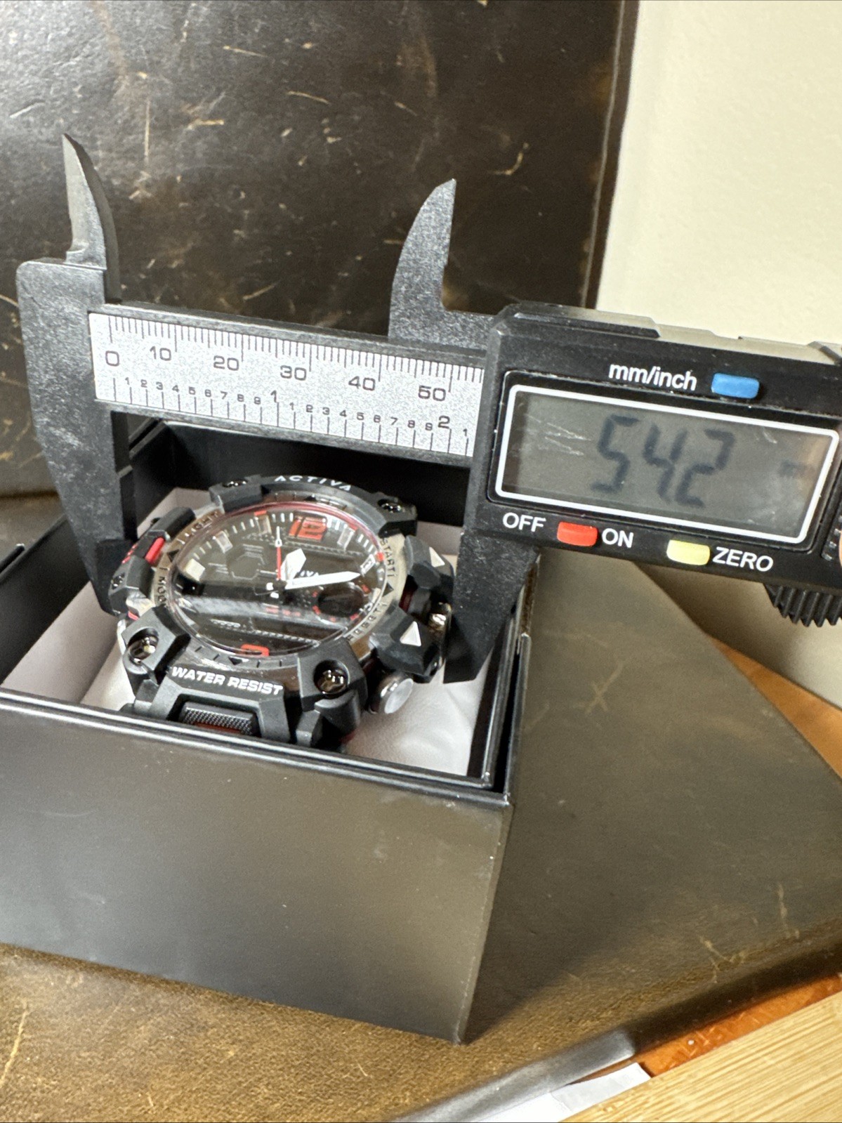 Activa ACW8072-003 Dual Time Analog Digital 54mm Red Black Sport Watch NIB