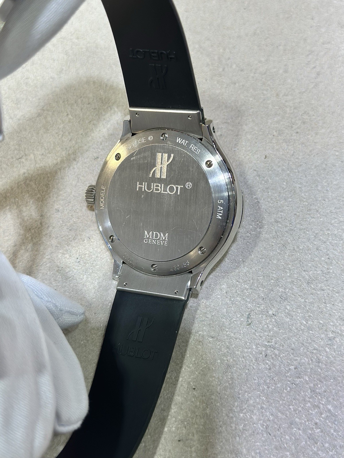 Hublot MDM Geneva Automatic Steel Blue Mother Of Pearl Dial Watch