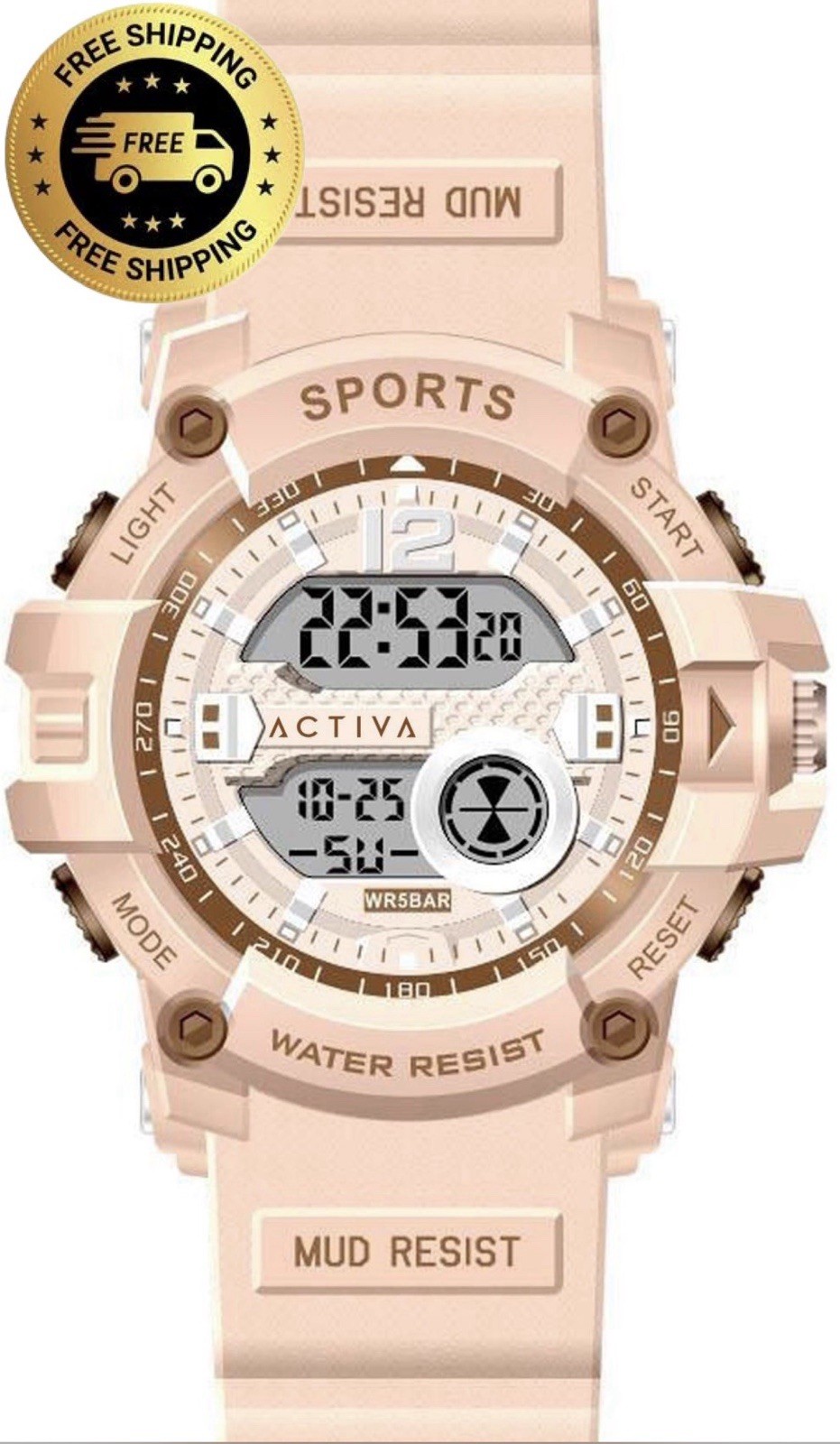 Activa X Invicta Ladies Digital Sport Watch, Orange, Backlight, 46mm 🔥