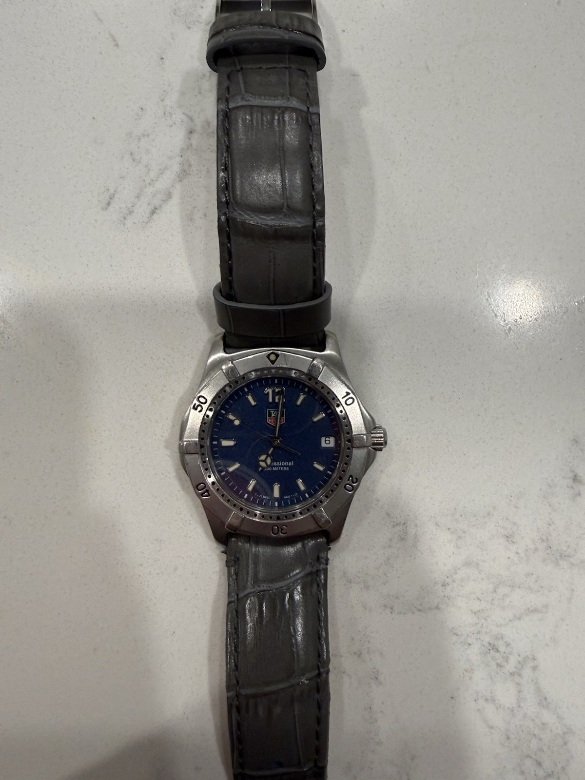 TAG Heuer 2000 Quartz Blue Dial Date 200m SS Watch w Leather Strap + Bracelet