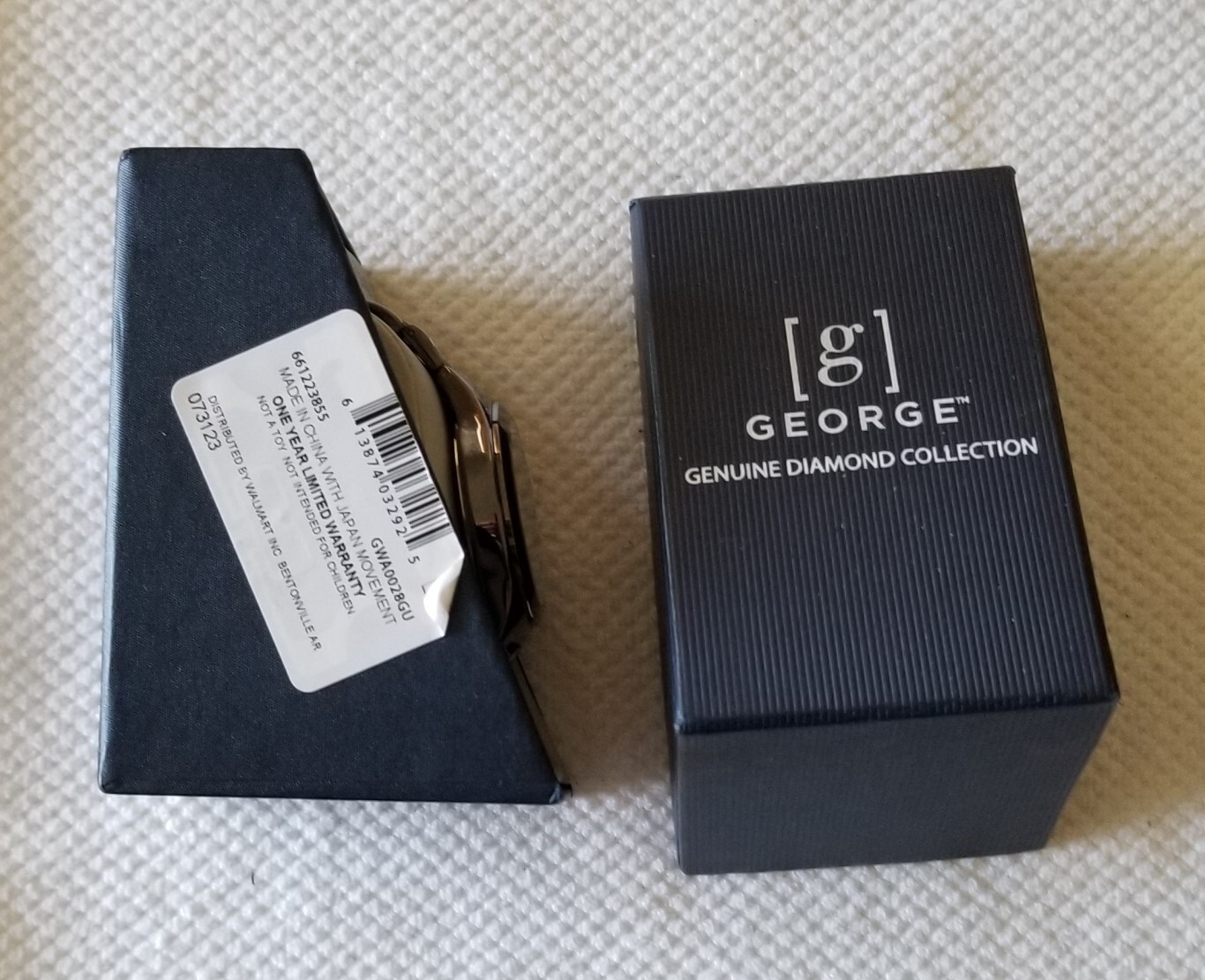 George Silver Tone Watch Blue Dial Faux Chronograph Link Band 8″ Max Running