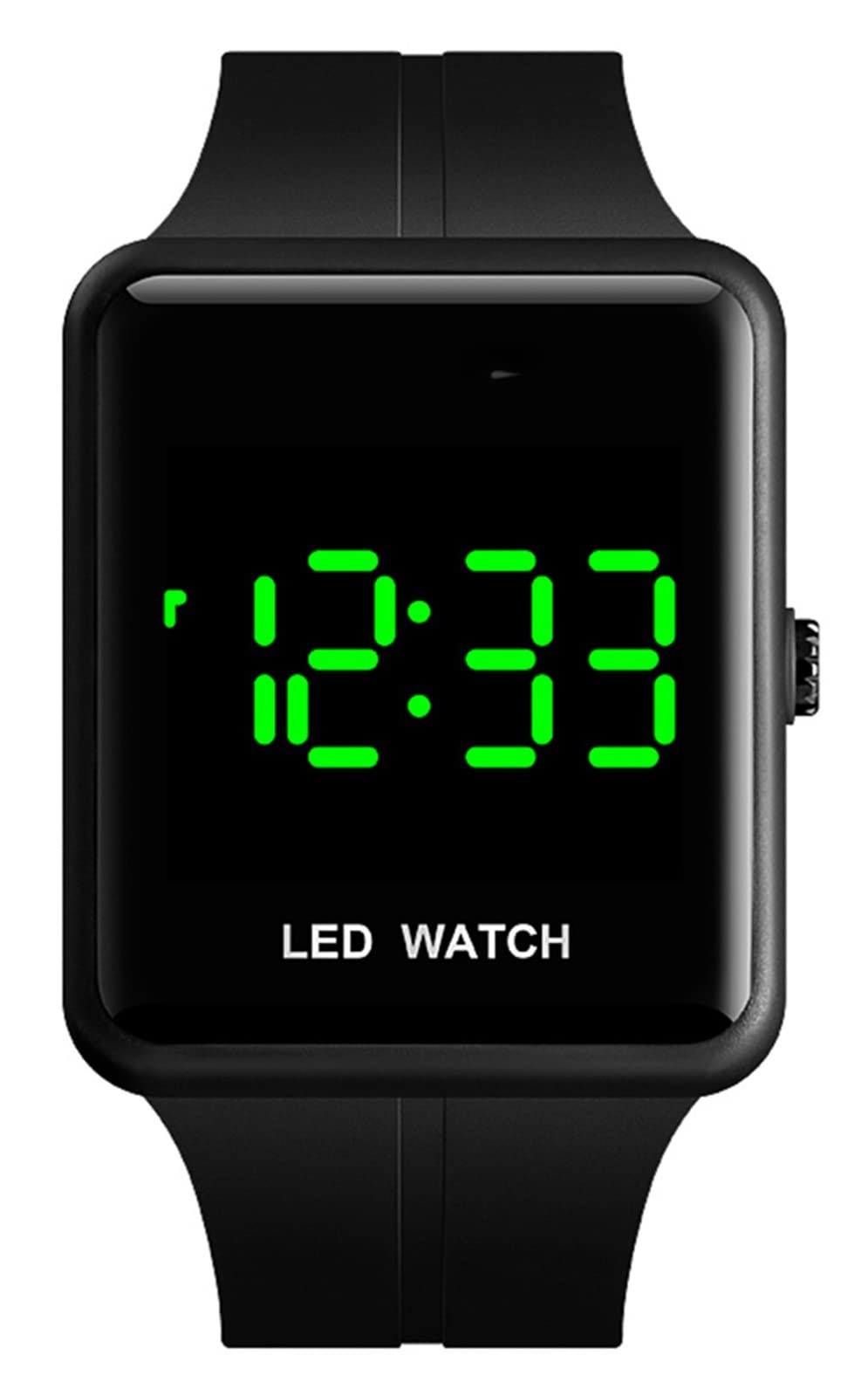 Simple Men Women Sports LED Digital Big Display Waterproof Date PU Strap Squa…