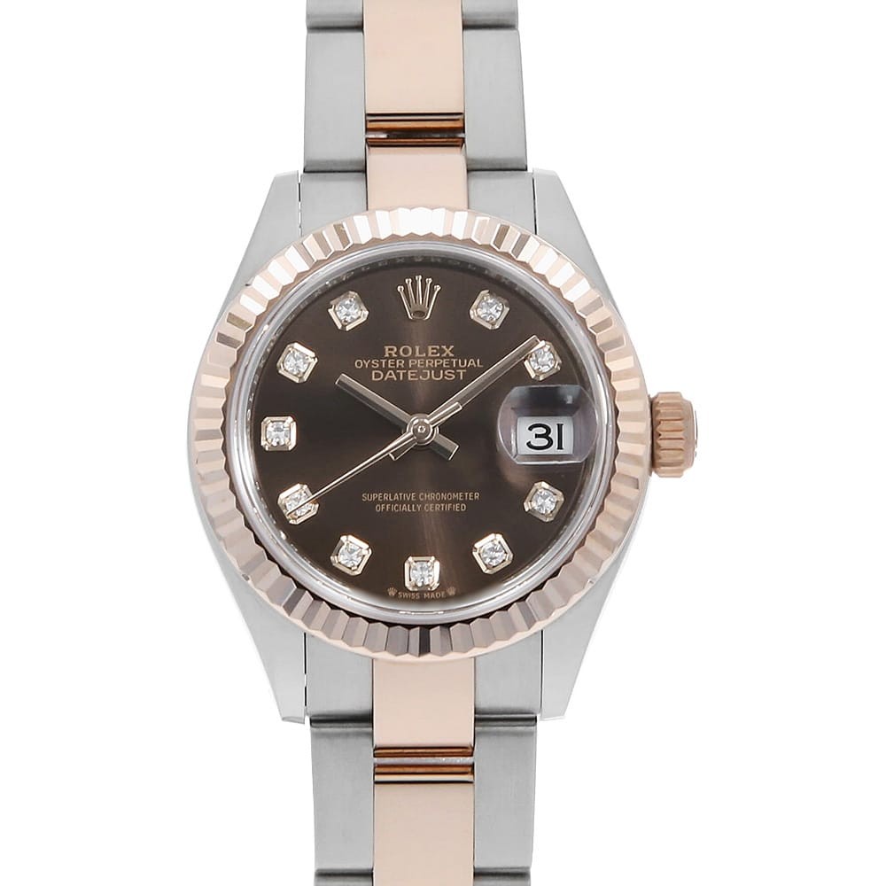 ROLEX Datejust 10P Diamond 279171G Chocolate brown 3 row oyster bracelet Ran…