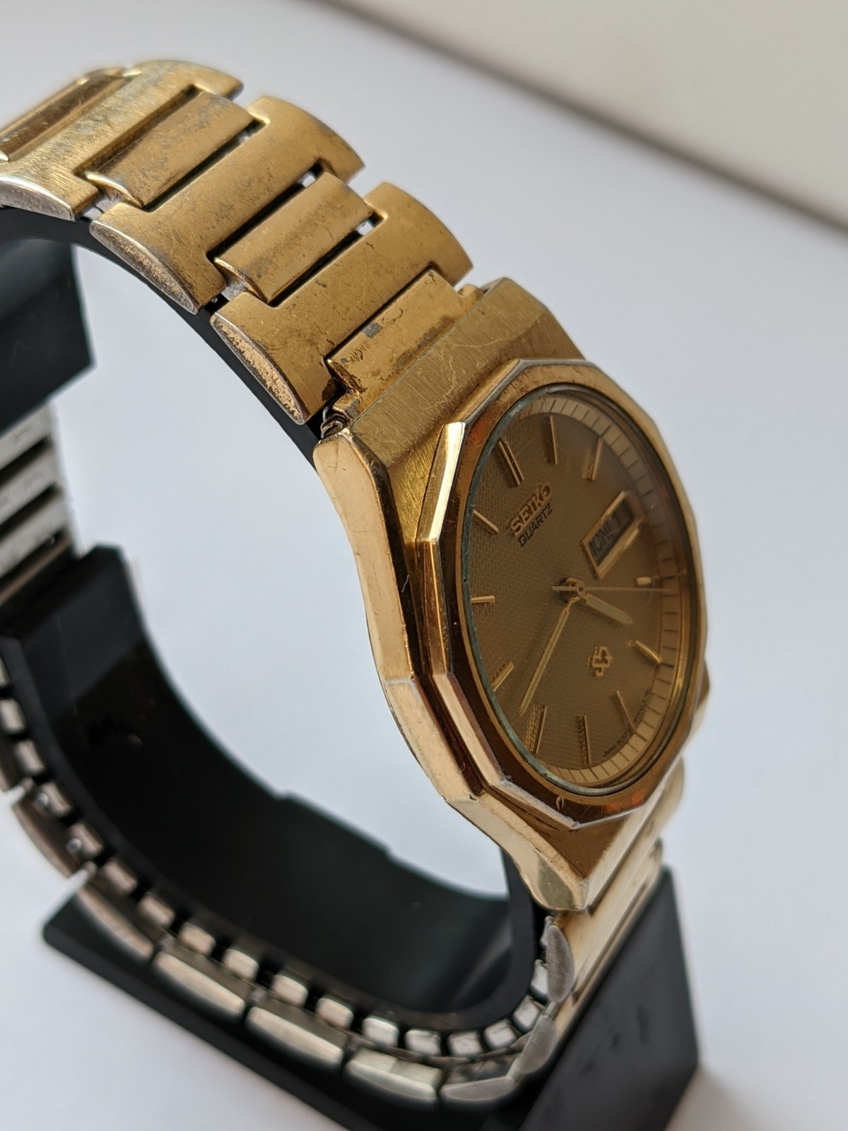 Vintage Seiko SQ men’s watch Japan 8C23-6090R quartz gold plated quartz 1985