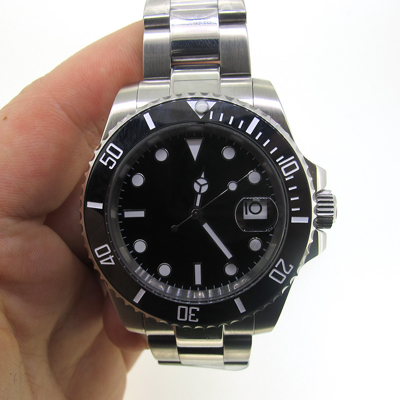 40mm Parnis Sapphire Men’s Automatic Mechanical Watch Rotating Ceramic Bezel New