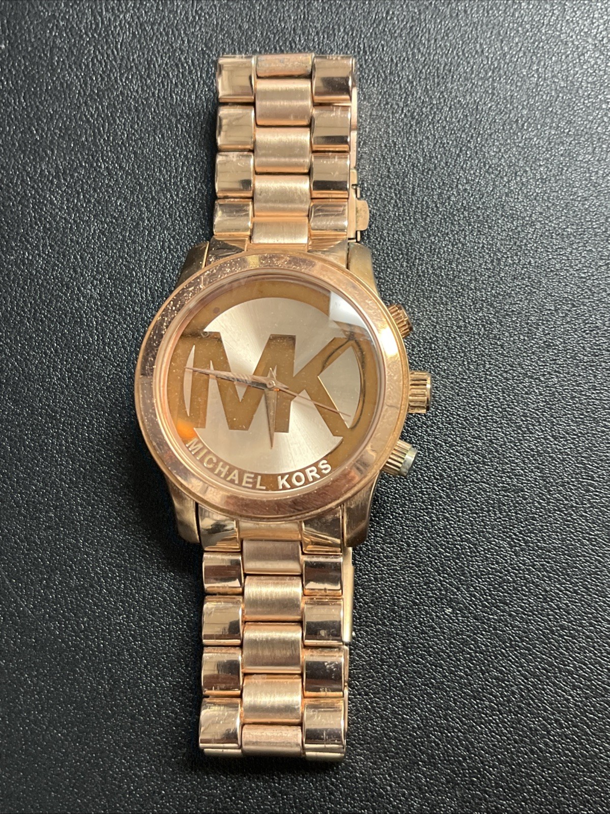 MICHAEL KORS MK769126 Runway MK Logo Dial Rose Gold-Tone Women’s Watch (ST002)