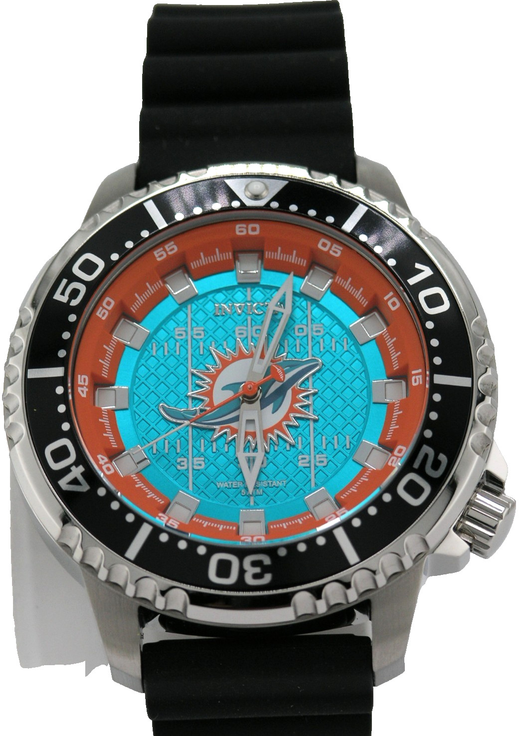 NEW INVICTA 48102 NFL MIAMI DOLPHINS STEEL SILICONE SPORTS WATCH QUARTZ 48MM C