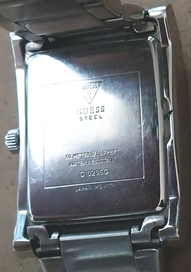 GUESS Steel Day Date & 24 hr SS Quartz Watch G10205G Bracelet Band New Battery