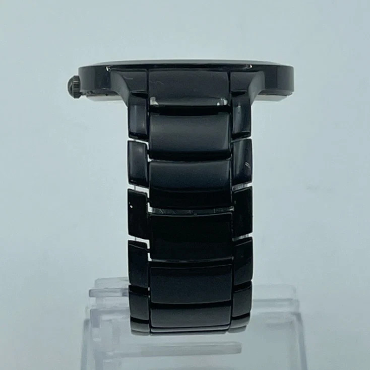 CROTON Mens Stainless Steel Watch Black Dial Diamond Accent New Battery 7in