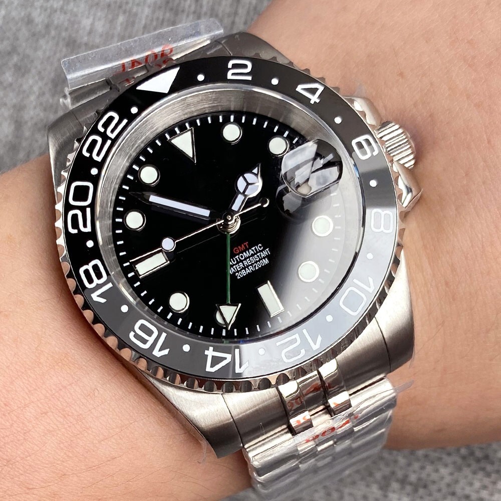 NH34 GMT 200M Dive Automatic Men Watch Sapphire Bi-directional Bezel 90 Clicks