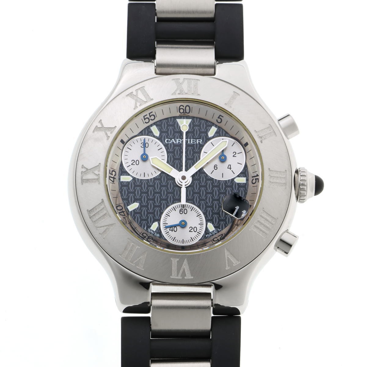 Cartier Must 21 Chronoscaph Quartz W10125U2 Black Dial Used Men’s Wrist