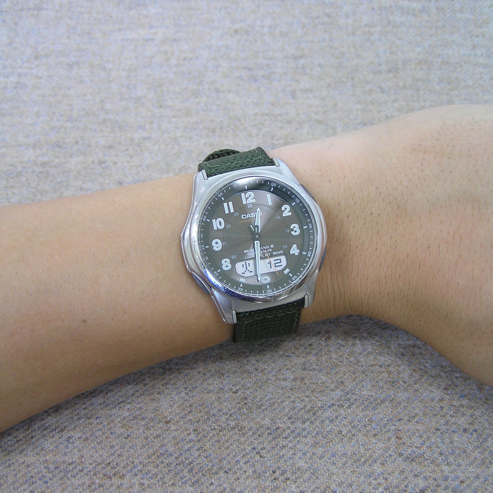 Retro CASIO WAVE CEPTOR WVA-M630 Tough Solar Watch Japan Green Radio Control
